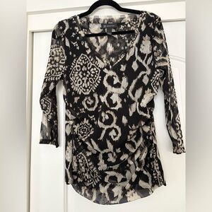 INC International Concepts Stylish Black and Cream Women's Top